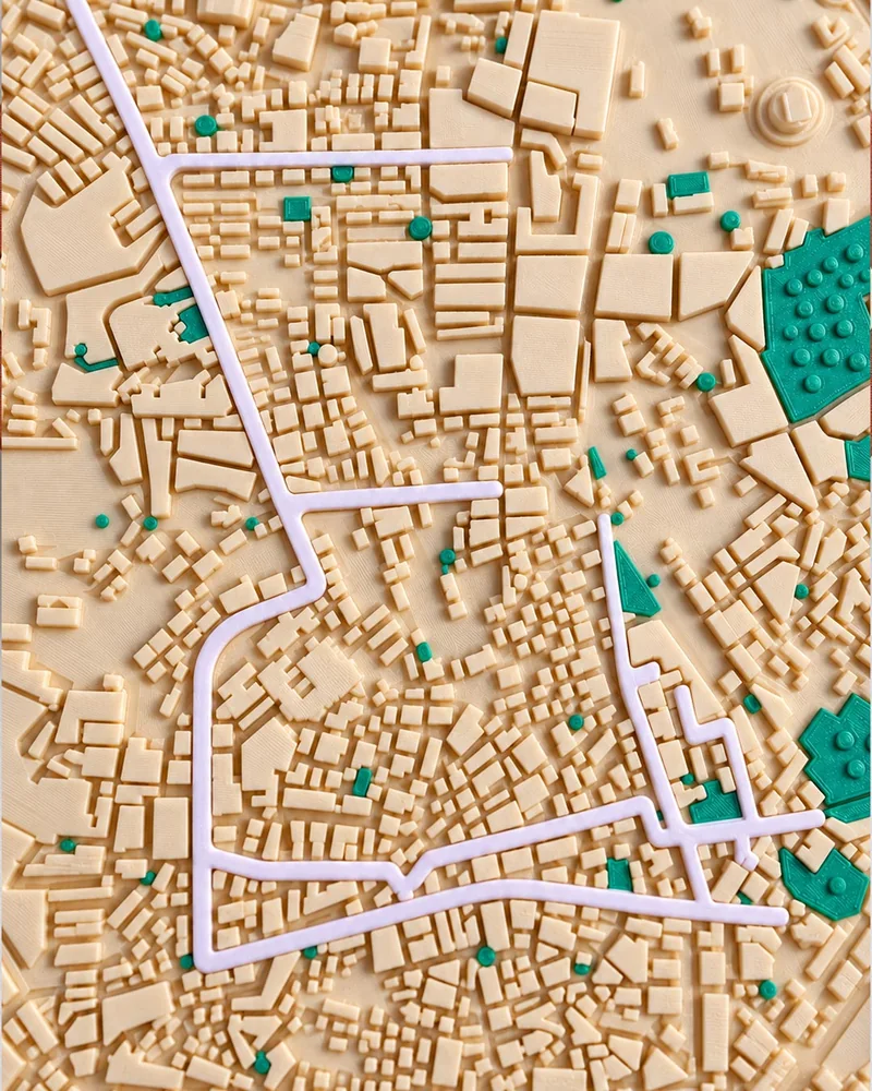Medallero Hex Route con la ruta de Aguascalientes, detalle del mapa y la ruta