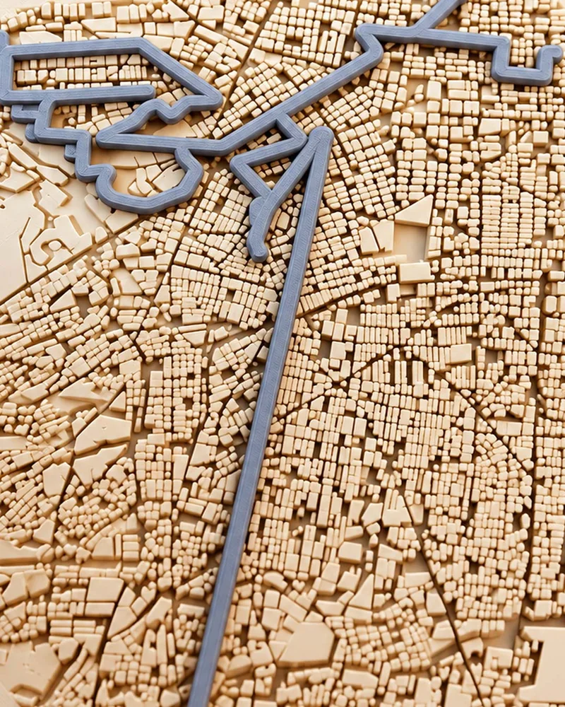 Medallero Hex Route con la ruta de Ciudad de México, detalle del mapa y la ruta