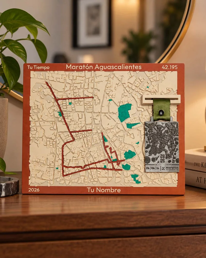 Medallero Rectangulum con la ruta de Aguascalientes en casa